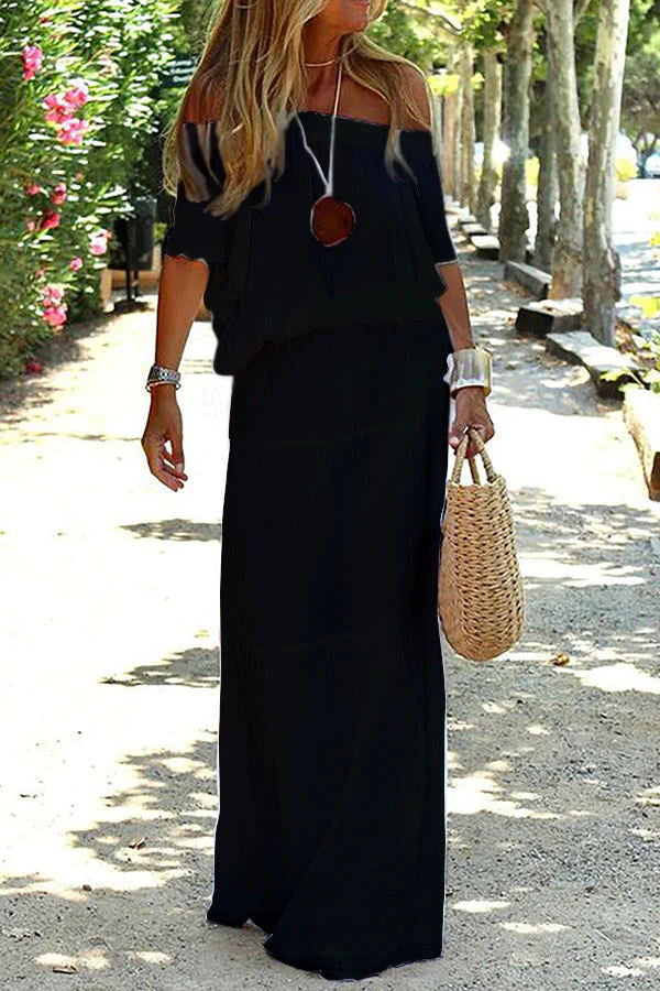Vittoria Schulterfreies Urlaubs-Maxikleid