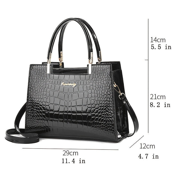 Hanna™ - Handtasche aus glänzendem Leder mit Krokodilmuster