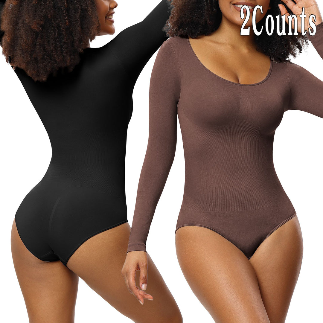 Damen-Jumpsuit Unterziehshirt Langarm Korsett Einteiler Korsett - Modefluss