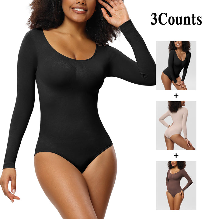 Damen-Jumpsuit Unterziehshirt Langarm Korsett Einteiler Korsett - Modefluss