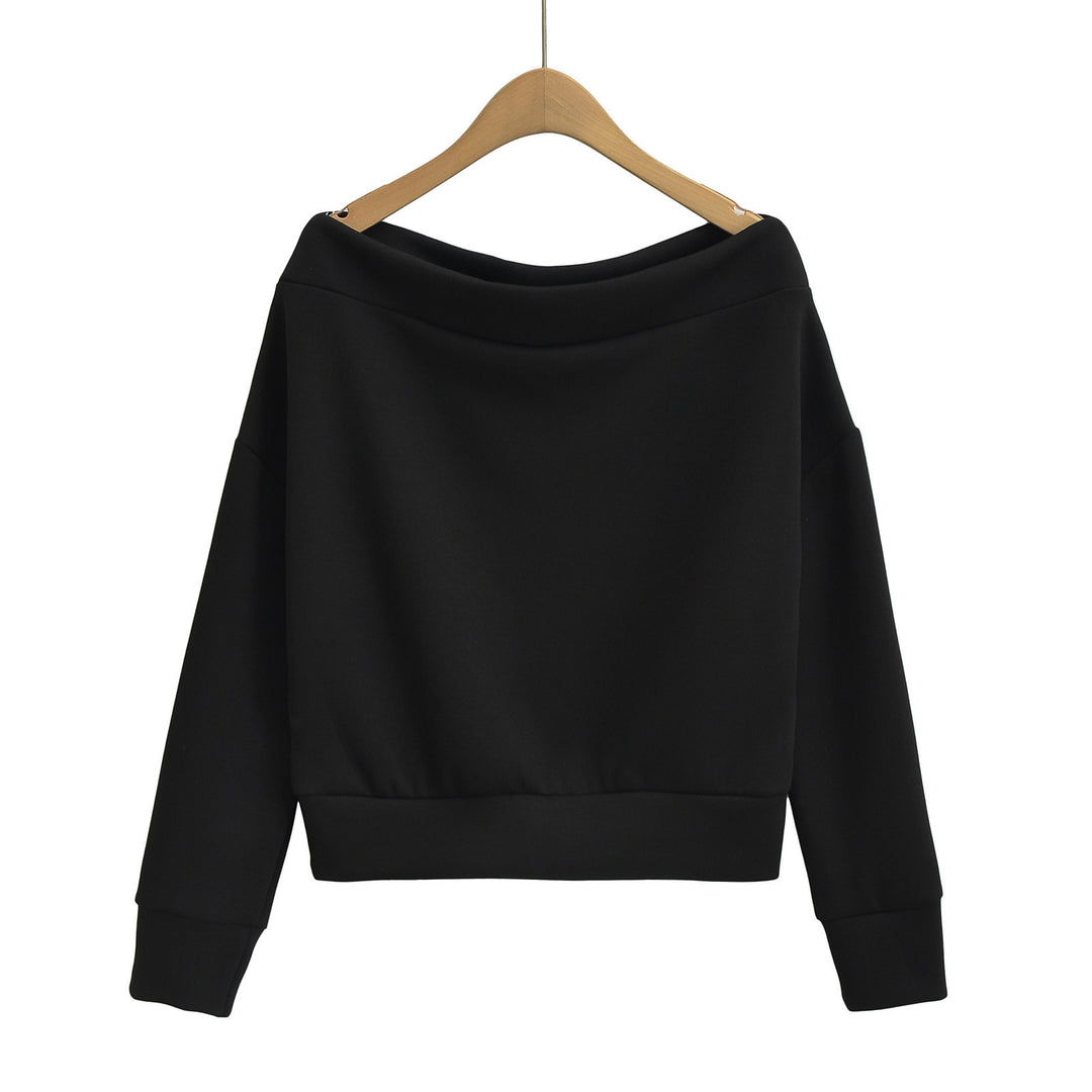 Women's French Off-shoulder Shoulder-baring Pullover Long Sleeve Sweater - Modefluss