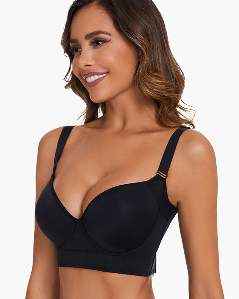 Push-Up Back Smoothing Bra 2 Pcs Black+Brown