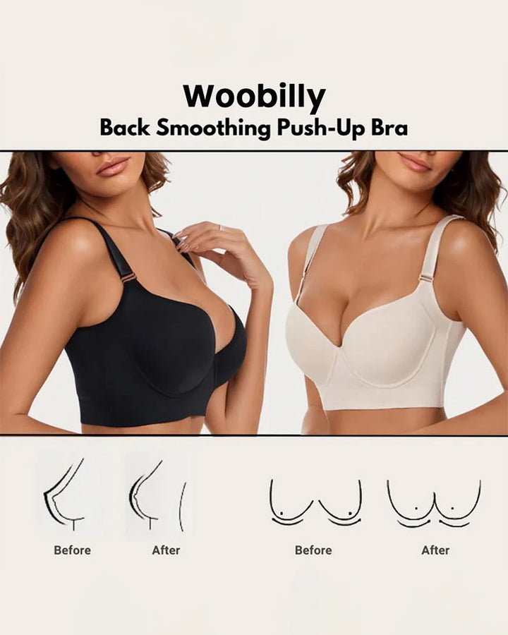 Back Smoothing Push-Up Bra For Women 3Pcs Beige+Beige+Black