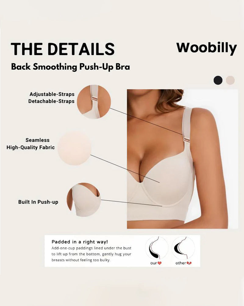 Back Smoothing Push-Up Bra for Women 3 pcs Black