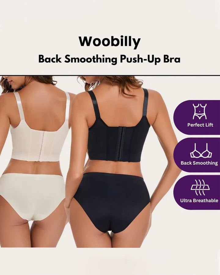 Back Smoothing Push-Up Bra for Women 3 pcs Black