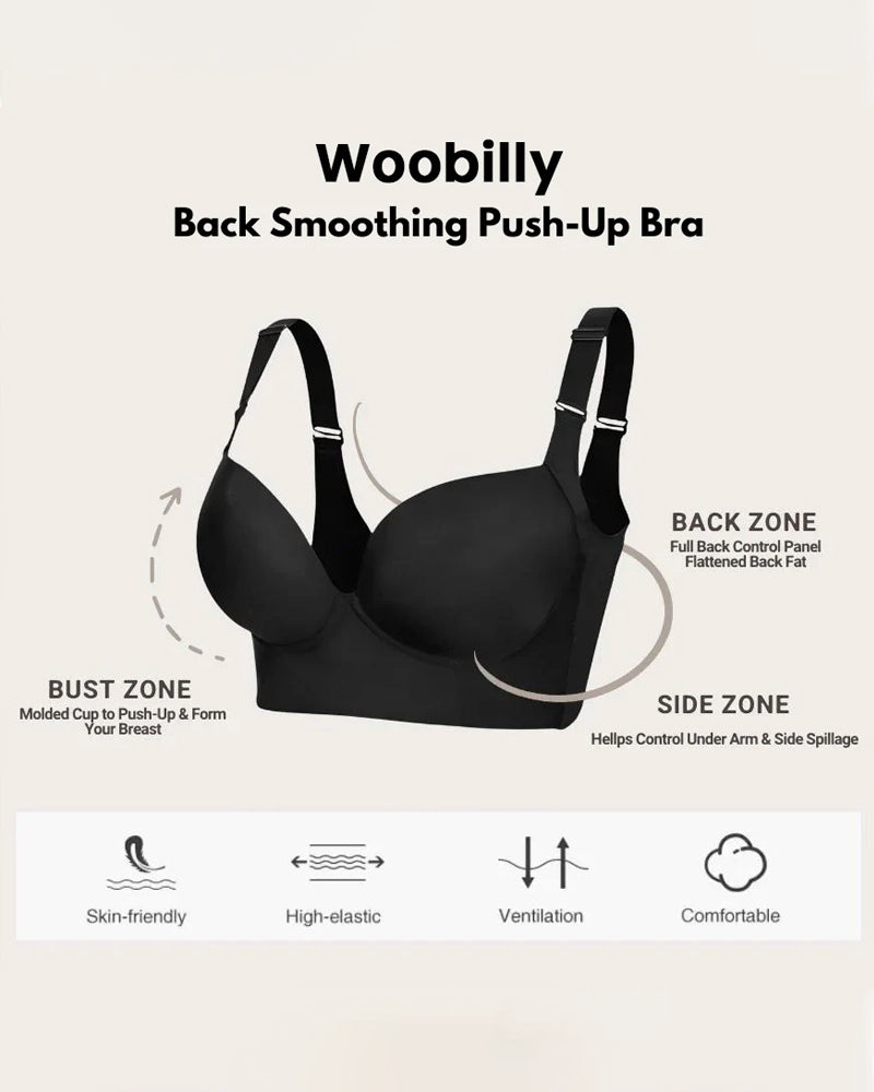 Back Smoothing Push-Up Bra for Women 3 pcs Black