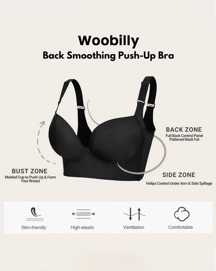 Back Smoothing Push-Up Bra for Women 3 pcs Black
