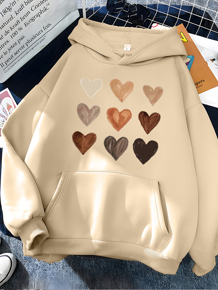 Gradient Heart-shaped Kangaroo Pocket Printed Hoodie - Modefluss
