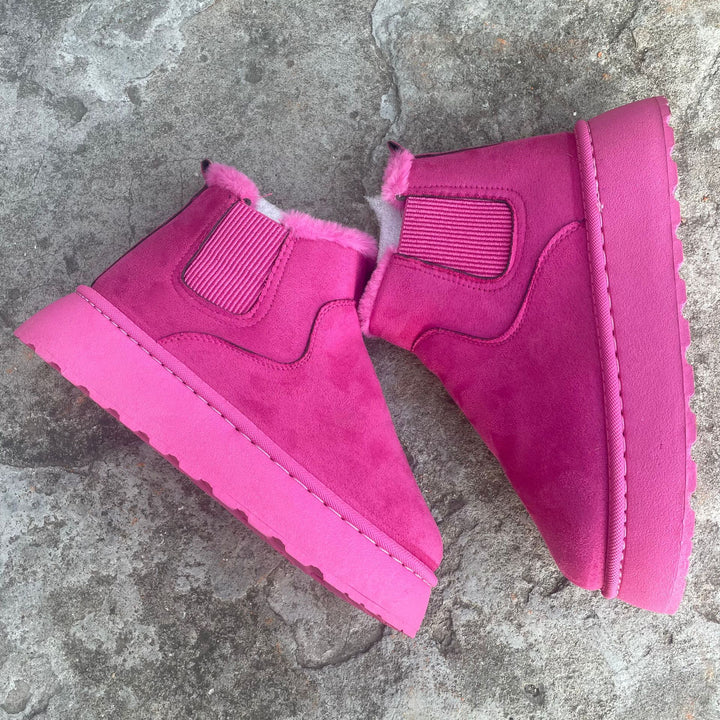 Winter Snow Boots Fashion Flat Thick-soled Cotton Shoes Round Toe Warm Plush Ankle Boot For Women - Modefluss