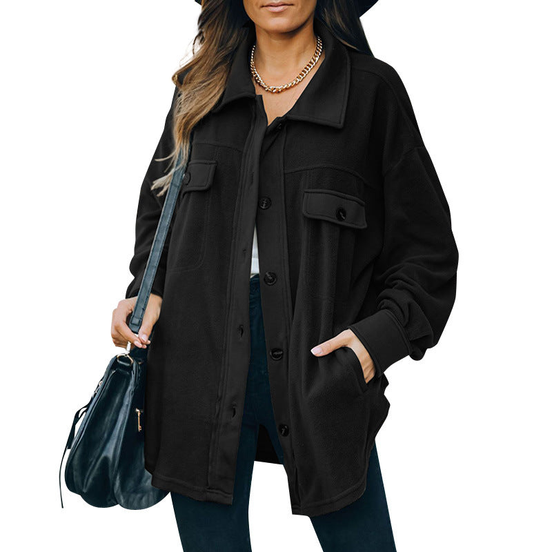 New Lapel Fleece-breasted Cardigan Jacket Shirt - Modefluss