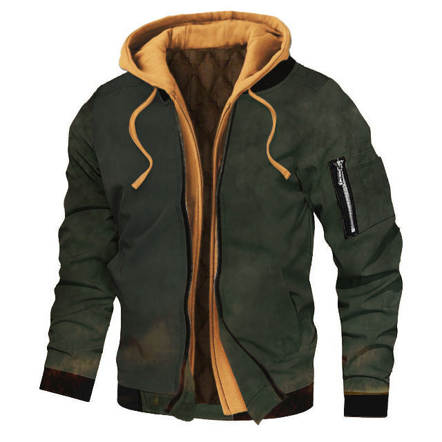 Herren Kapuzenjacke in großen Größen – Dicke Einfarbige Jacke für Herbst und Winter - Modefluss