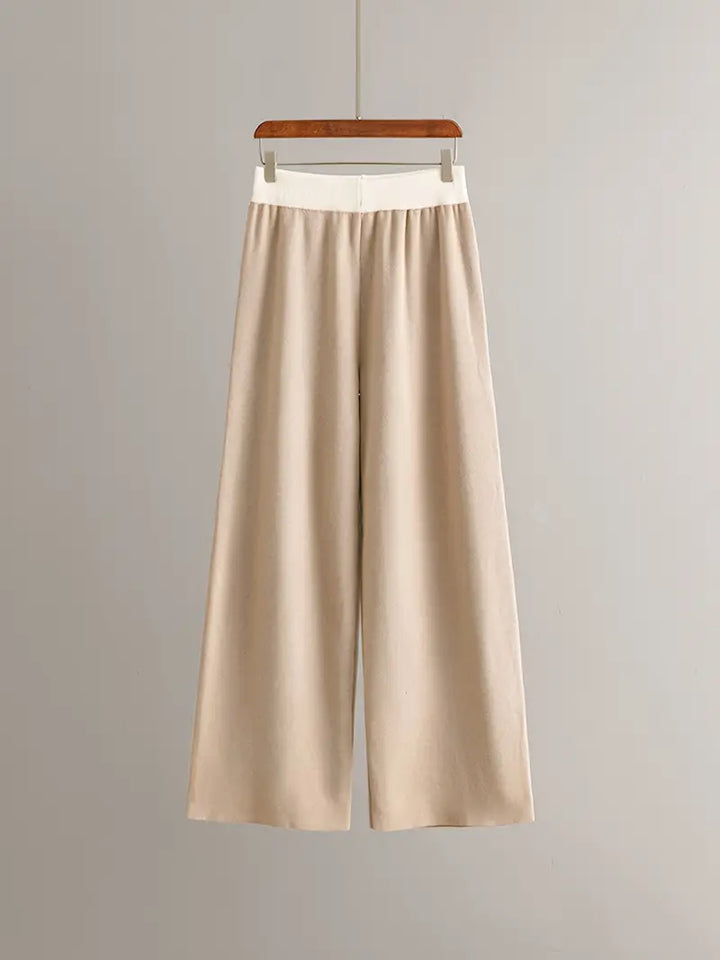 Harper™ - Stilvolles Set aus langärmligem Strickoberteil und Hose mit V-Ausschnitt