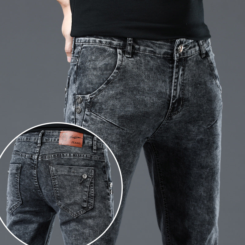 Jeans Men's Korean-style Slim Fit Stretch Skinny Trousers - Modefluss