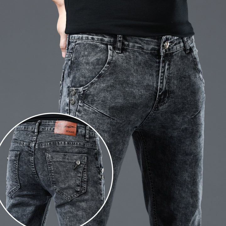 Jeans Men's Korean-style Slim Fit Stretch Skinny Trousers - Modefluss