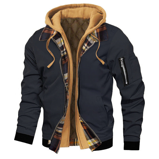 Herren Kapuzenjacke in großen Größen – Dicke Einfarbige Jacke für Herbst und Winter - Modefluss