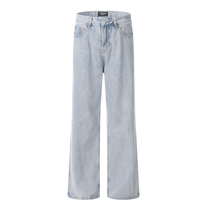 Wash Light Color Denim Straight-leg Pants Casual Loose Trousers - Modefluss