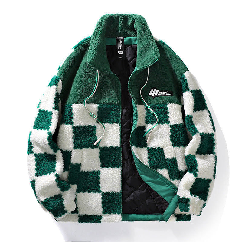 Plaid Lamb Wool Coat For Men And Women In Winter - Modefluss