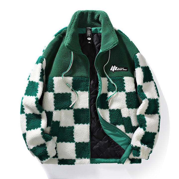 Plaid Lamb Wool Coat For Men And Women In Winter - Modefluss