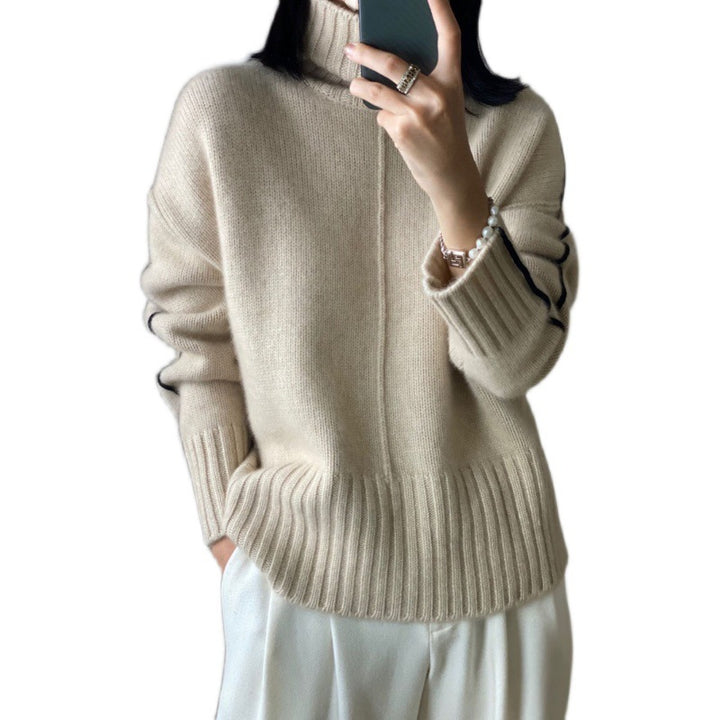 Loose Thickened High Collar Sweater Idle Matching Pure Wool Knit Bottoming Shirt - Modefluss