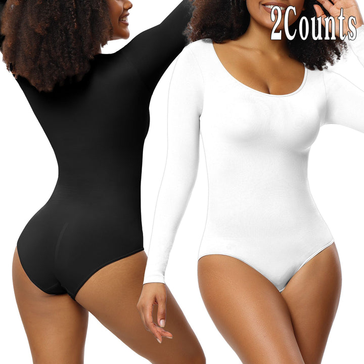 Damen-Jumpsuit Unterziehshirt Langarm Korsett Einteiler Korsett - Modefluss