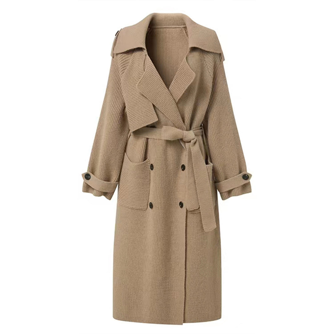High-end Thickened Long Heavy-duty Windbreaker Sweater Jacket With Loose Design And Lazy Style Knitted Cardigan For Women In Autumn And Winter - Modefluss