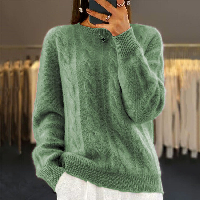 Fashion Retro Cable-knit Pullover Sweater Women - Modefluss