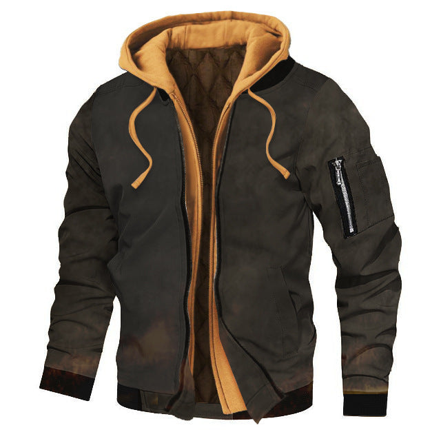 Herren Kapuzenjacke in großen Größen – Dicke Einfarbige Jacke für Herbst und Winter - Modefluss