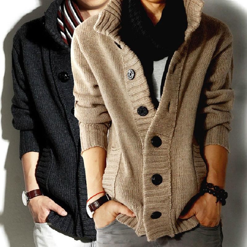 Autumn And Winter Pirate Buckle Stand Collar Men's Sweater - Modefluss