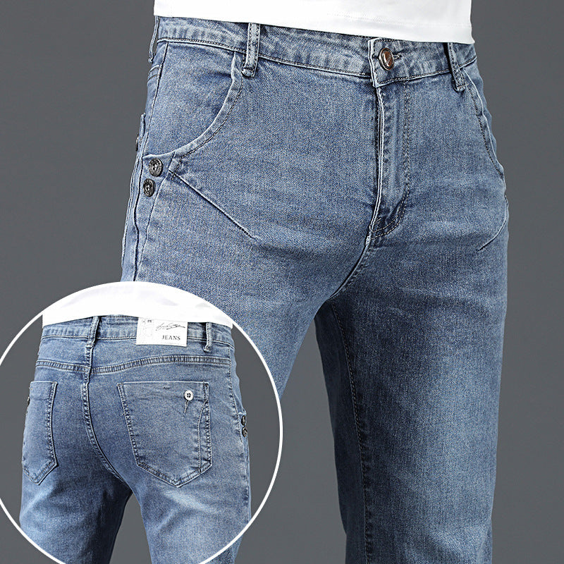 Jeans Men's Korean-style Slim Fit Stretch Skinny Trousers - Modefluss
