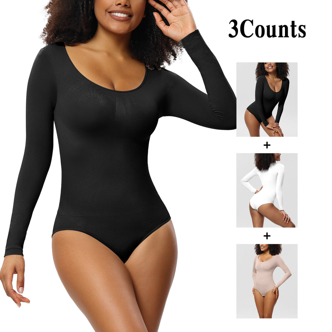 Damen-Jumpsuit Unterziehshirt Langarm Korsett Einteiler Korsett - Modefluss