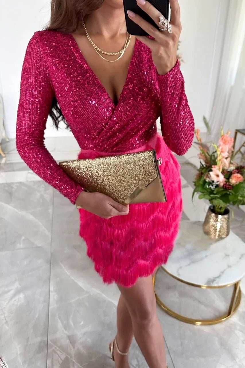 Jana™ – Stilvolles Partykleid avec Federpailletten