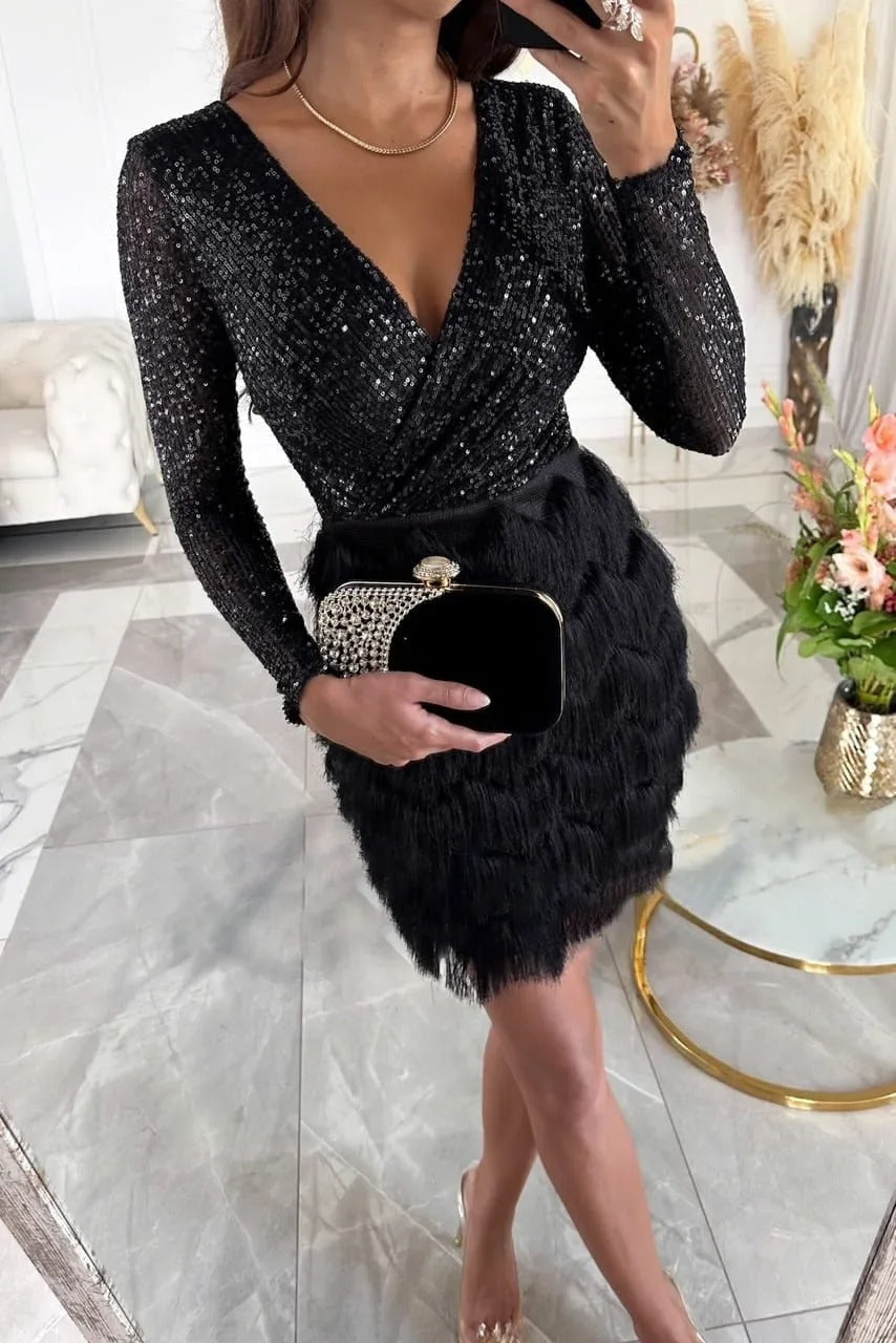 Jana™ – Stilvolles Partykleid avec Federpailletten