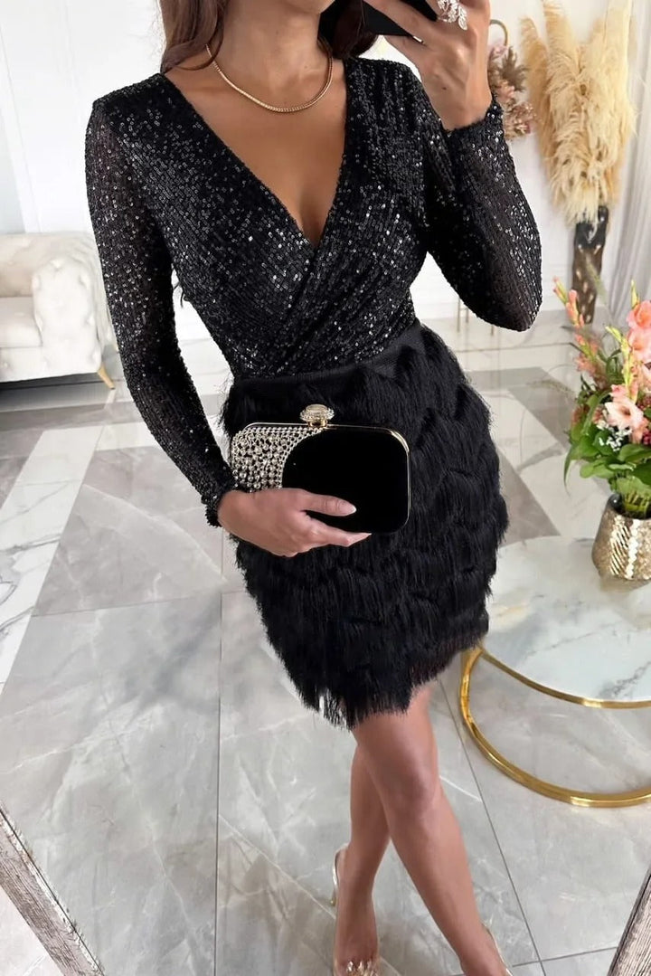 Jana™ – Stilvolles Partykleid avec Federpailletten