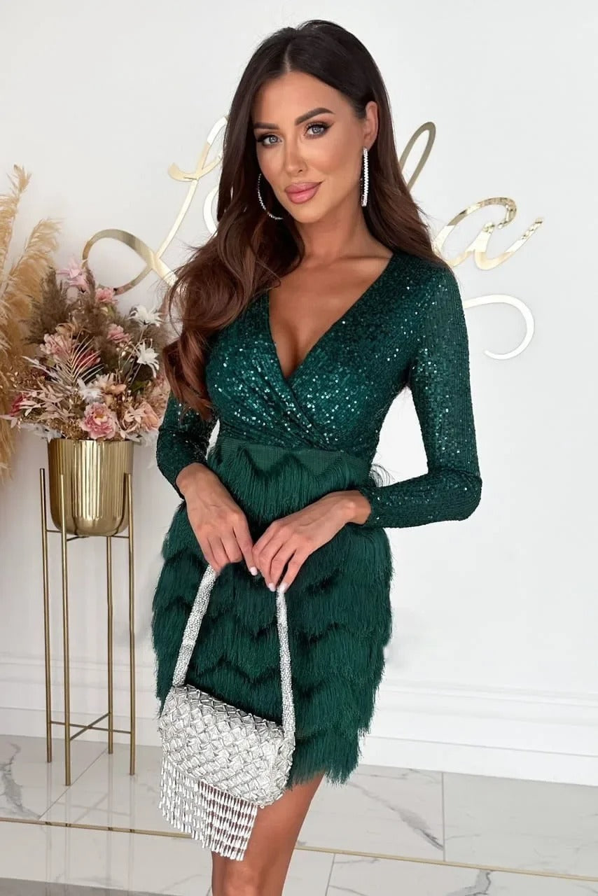 Jana™ – Stilvolles Partykleid avec Federpailletten