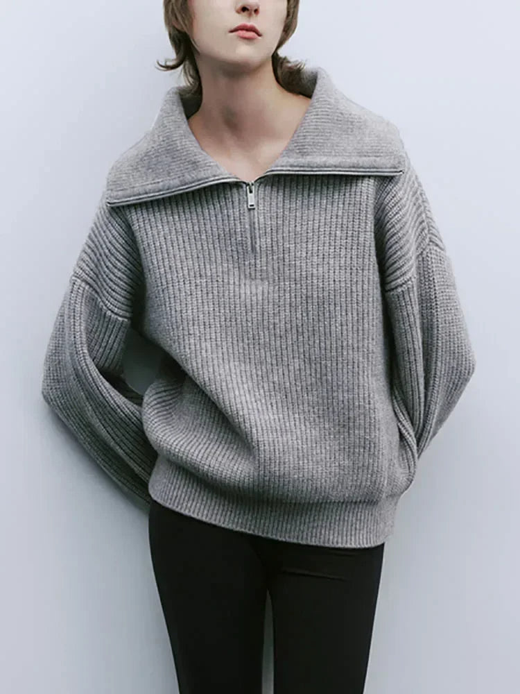 Luisa™ - Stylischer Lockerer Pullover mit Lockerem Reißverschluss