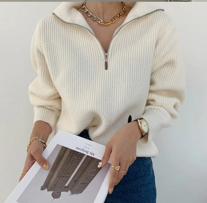 Luisa™ - Stylischer Lockerer Pullover mit Lockerem Reißverschluss