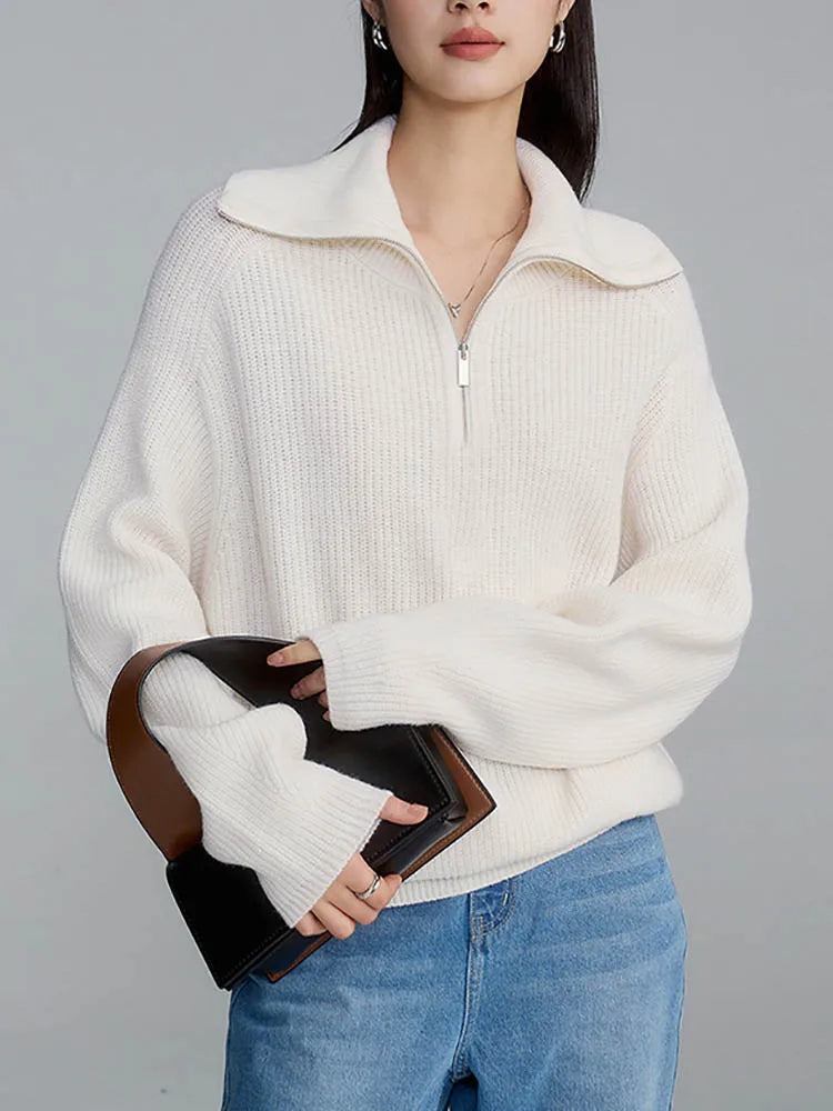 Luisa™ - Stylischer Lockerer Pullover mit Lockerem Reißverschluss