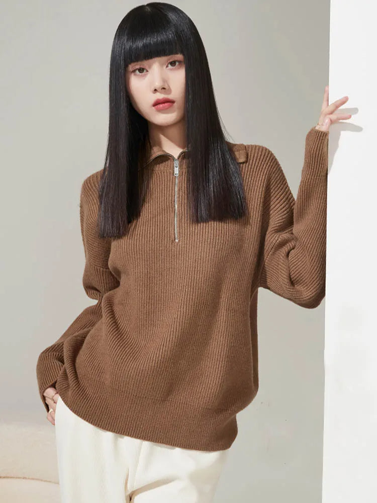Luisa™ - Stylischer Lockerer Pullover mit Lockerem Reißverschluss