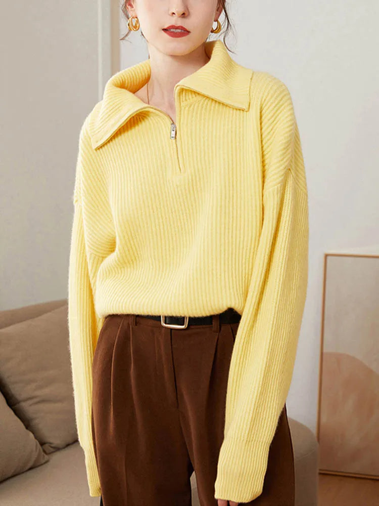 Luisa™ - Stylischer Lockerer Pullover mit Lockerem Reißverschluss