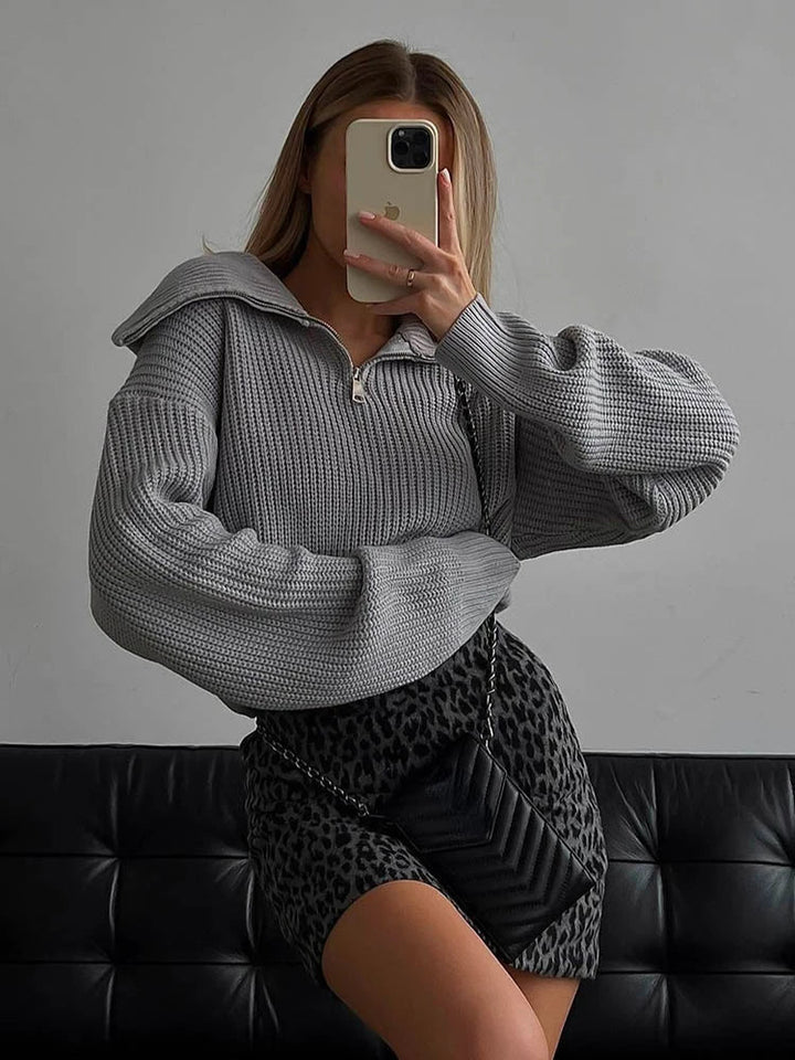 Luisa™ - Stylischer Lockerer Pullover mit Lockerem Reißverschluss