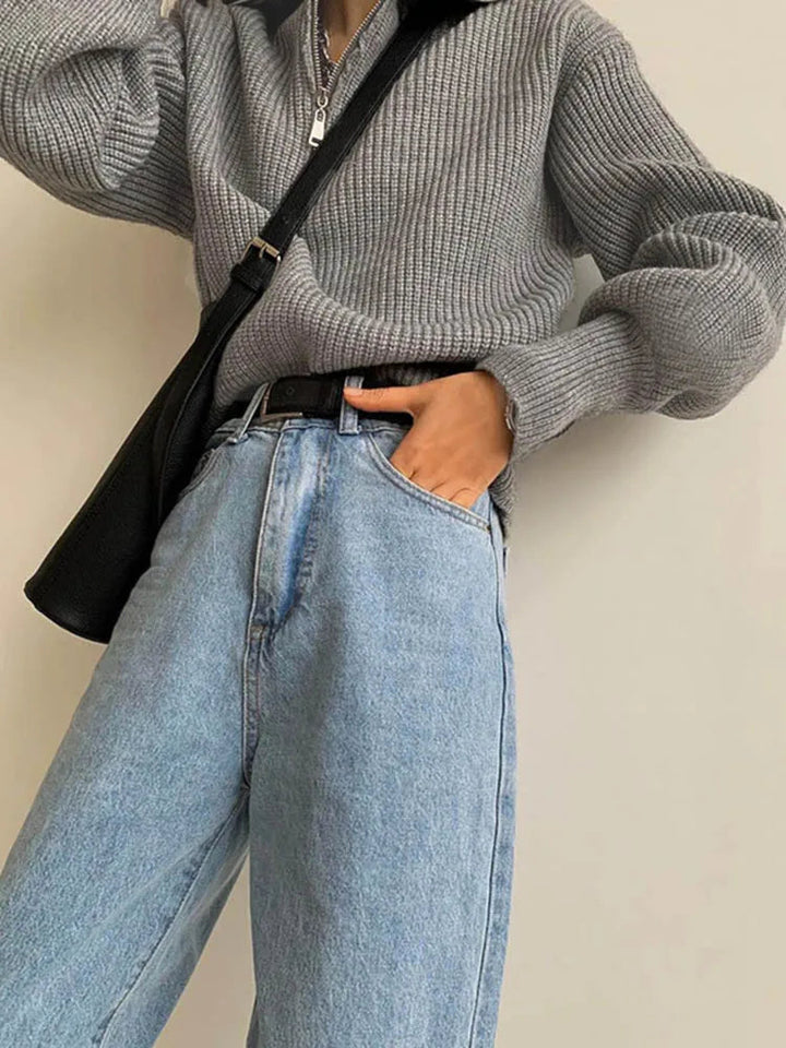 Luisa™ - Stylischer Lockerer Pullover mit Lockerem Reißverschluss