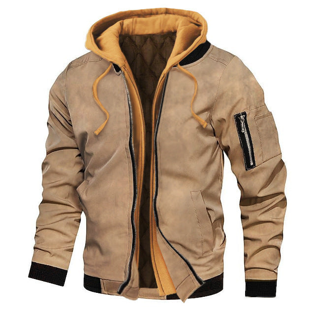 Herren Kapuzenjacke in großen Größen – Dicke Einfarbige Jacke für Herbst und Winter - Modefluss