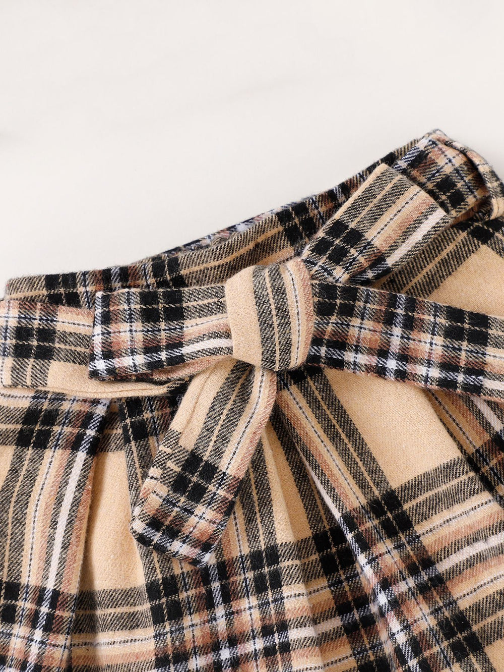 Solid Color Tank Top Plaid Skirt Girls Suit - Modefluss