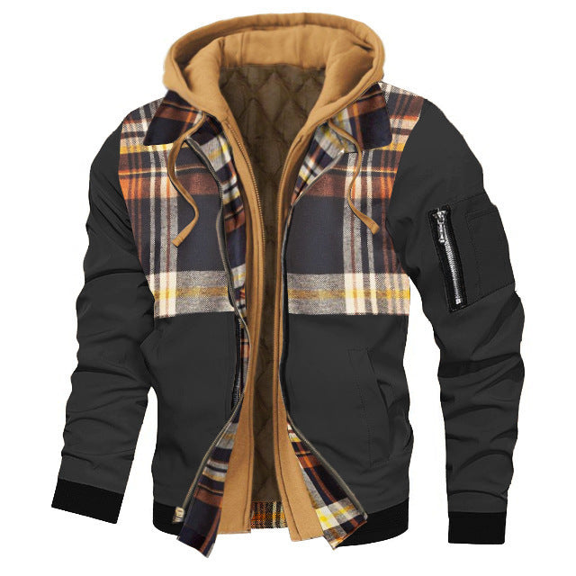 Herren Kapuzenjacke in großen Größen – Dicke Einfarbige Jacke für Herbst und Winter - Modefluss