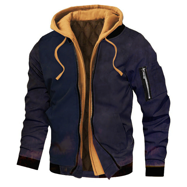 Herren Kapuzenjacke in großen Größen – Dicke Einfarbige Jacke für Herbst und Winter - Modefluss