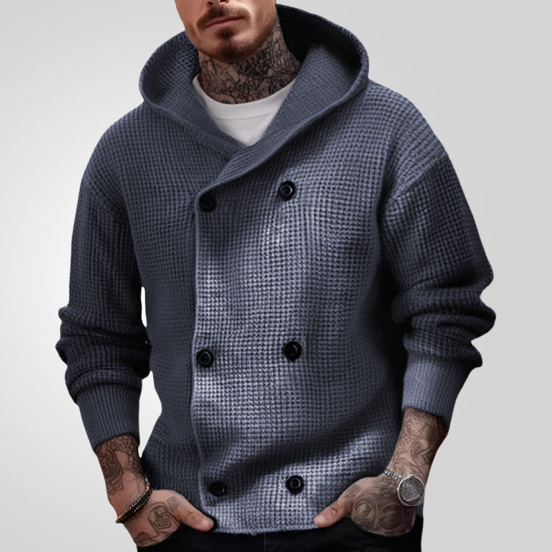 Double Breasted Thickened Hooded Sweater Coat - Modefluss