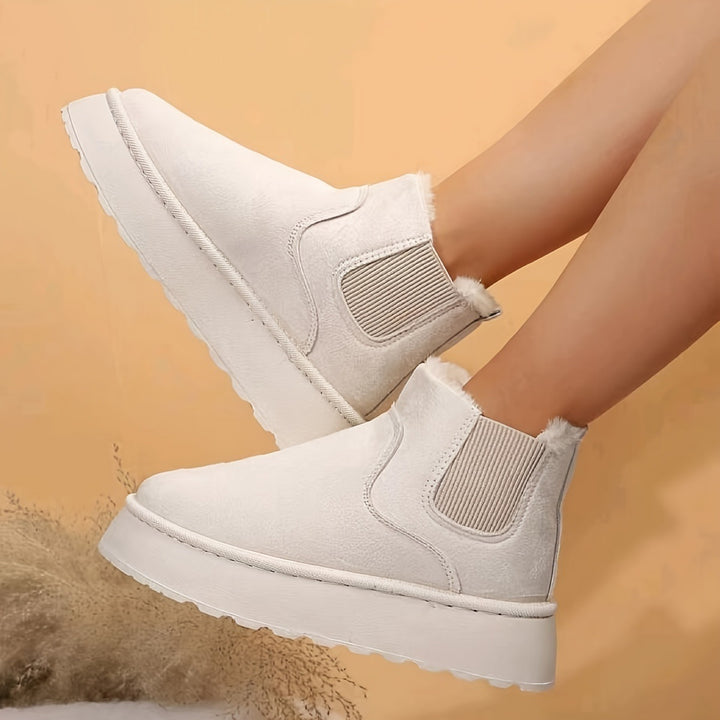 Winter Snow Boots Fashion Flat Thick-soled Cotton Shoes Round Toe Warm Plush Ankle Boot For Women - Modefluss
