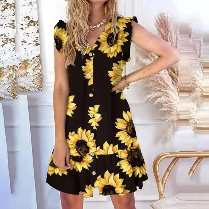 Elegantes ärmelloses Kleid mit V-Ausschnitt