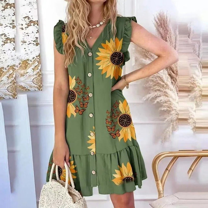 Elegantes ärmelloses Kleid mit V-Ausschnitt