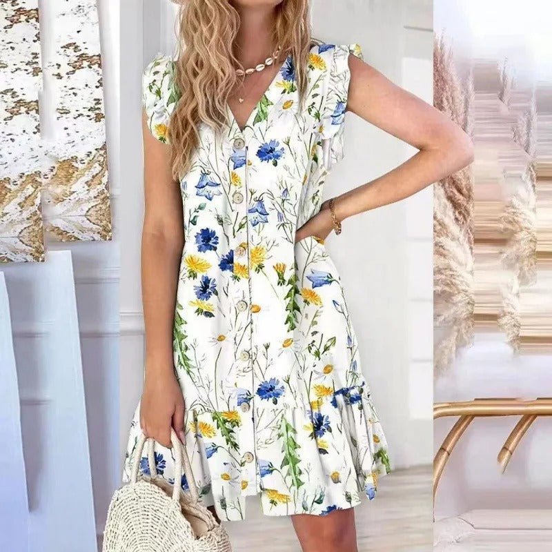 Elegantes ärmelloses Kleid mit V-Ausschnitt